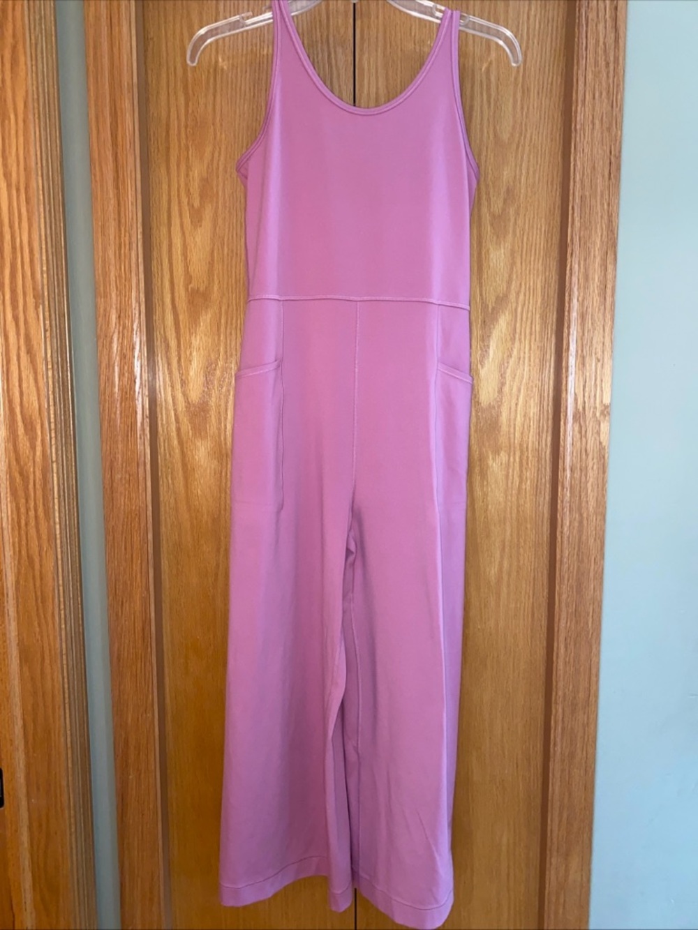 Athleta Girl Stash Your Treasures Jumpsuit Sz XL 14 Pink Wide Leg Athleisure
